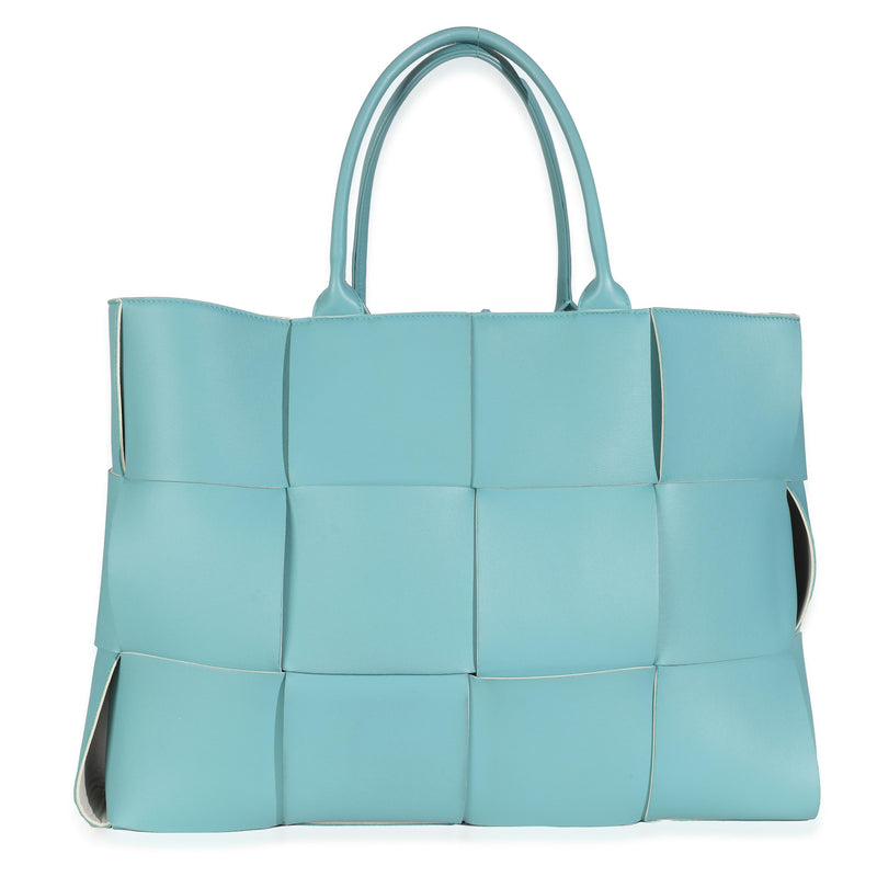 Bottega Veneta Blue Linoleum Nappa Maxi Intrecciato Large Arco Tote