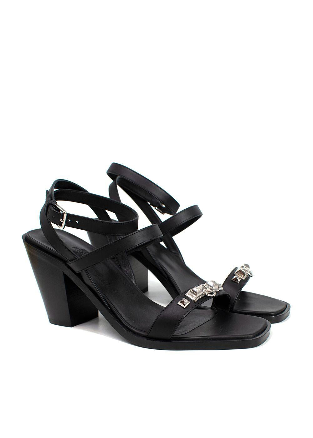 Hermes Black Leather Ivresse Sandals