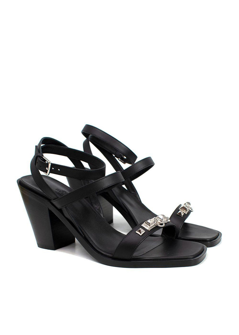 Hermes Black Leather Ivresse Sandals