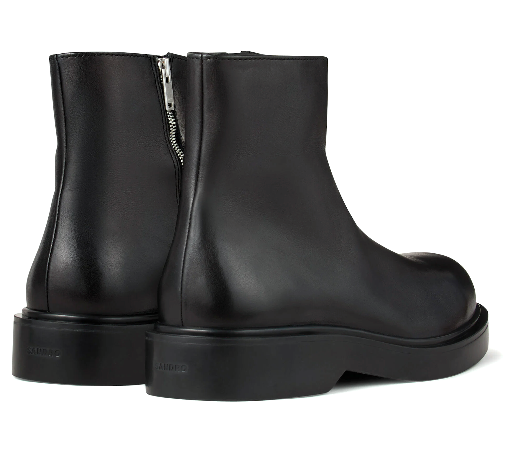Sandro Zipped Leather Ankle Boots