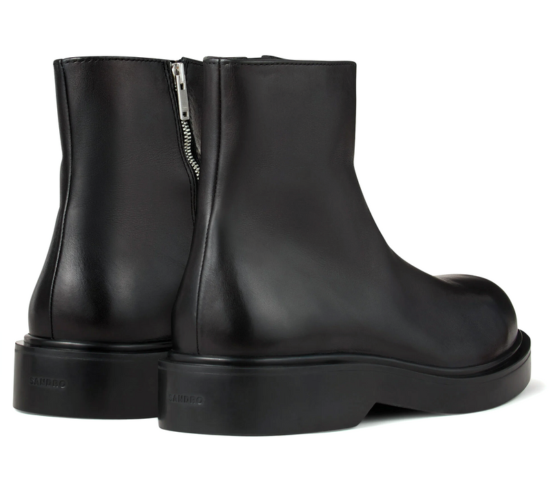 Sandro Zipped Leather Ankle Boots