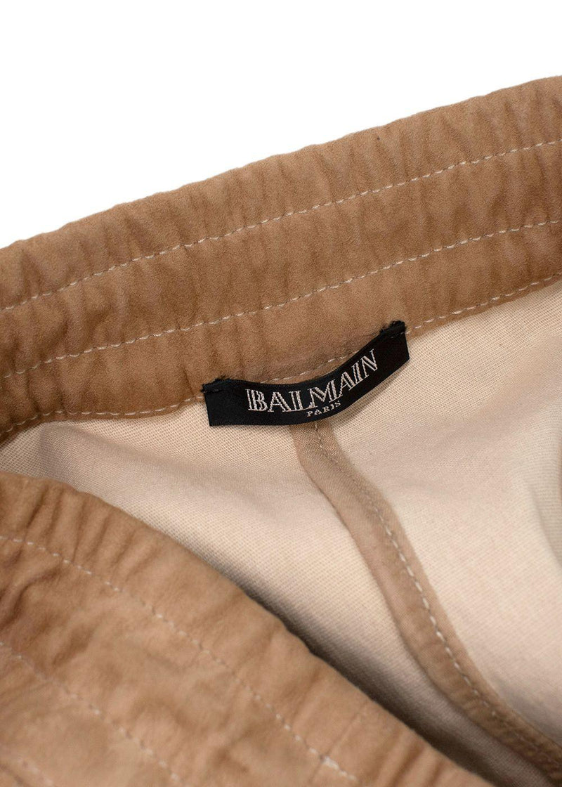 Balmain Camel Suede Joggers