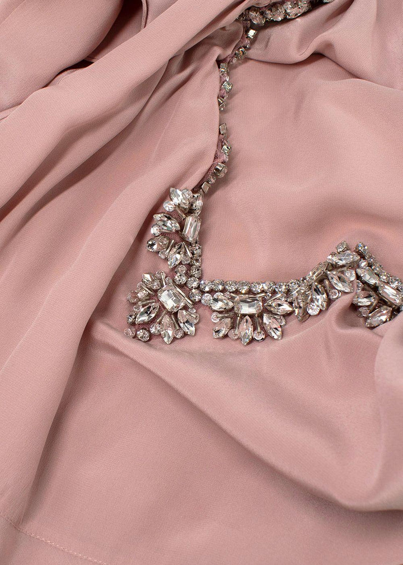 Miu Miu Blush Pink Crystal Embellished Silk Gown