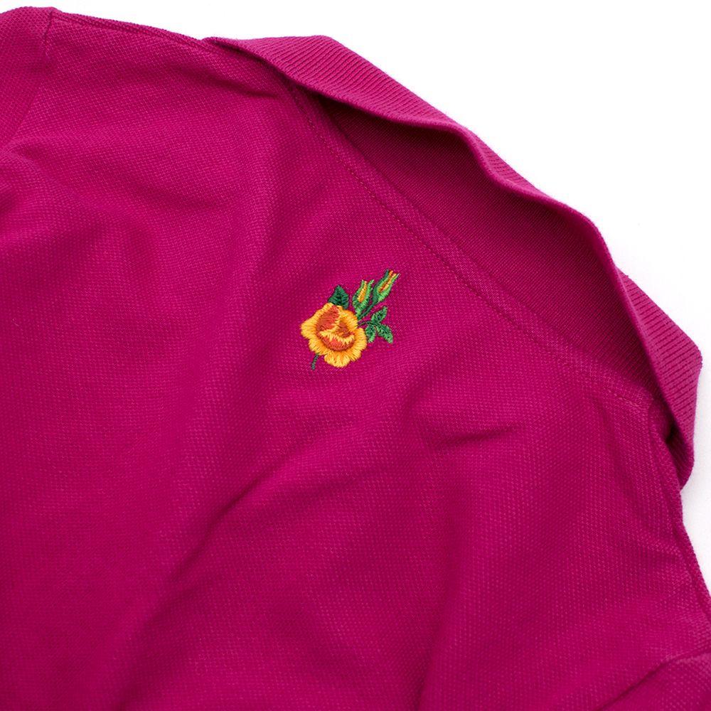 Pink Cotton Long Sleeved Polo