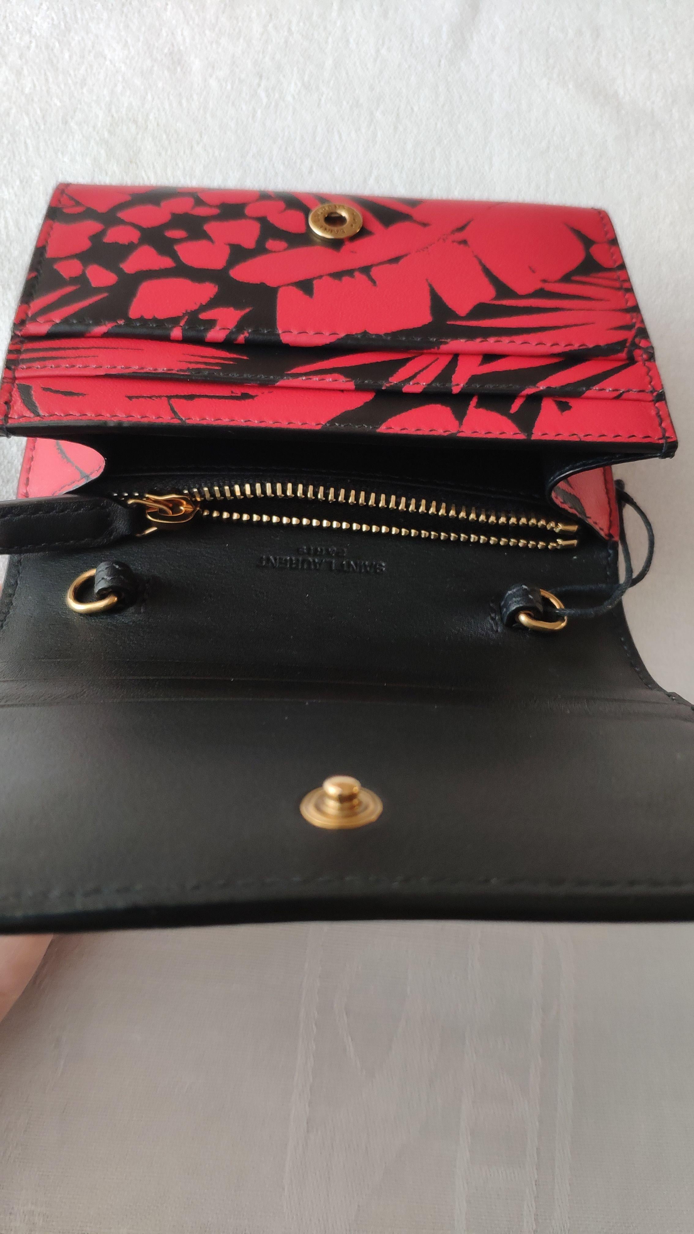Saint Laurent Red Printed Wallet on Chain