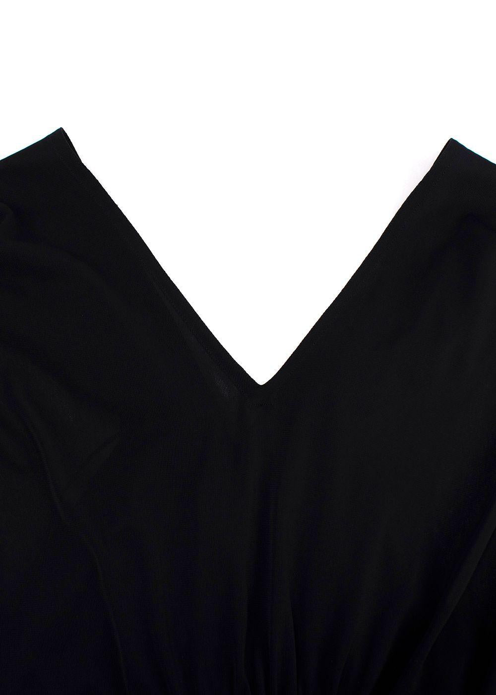 Alaia Black Crepe Ruched Blouse