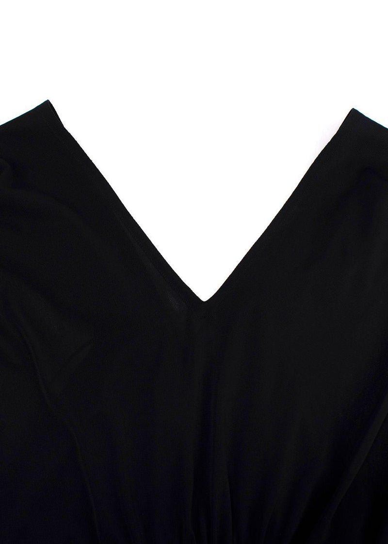 Alaia Black Crepe Ruched Blouse