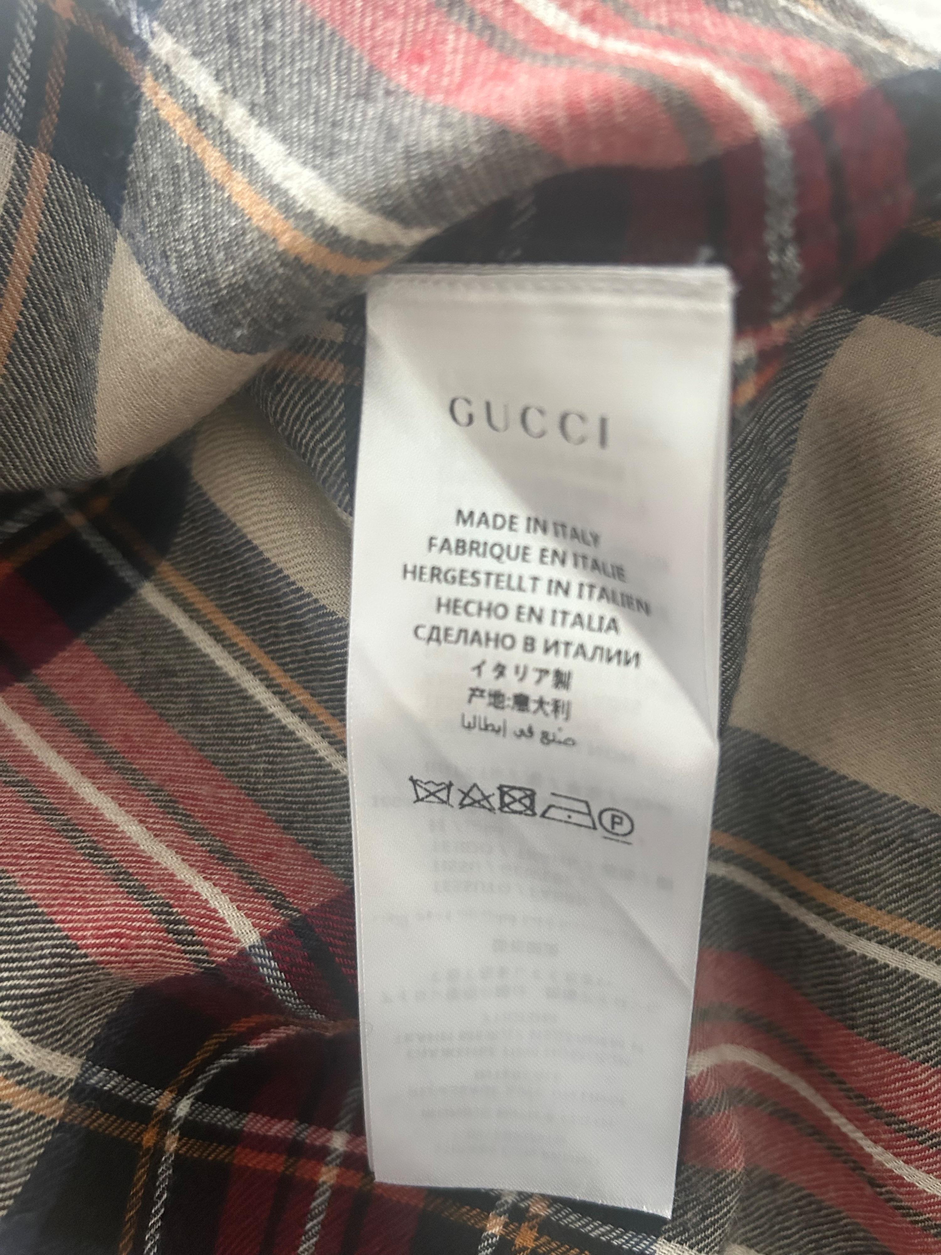 Gucci  Embroidered Tartan Flannel Shirt