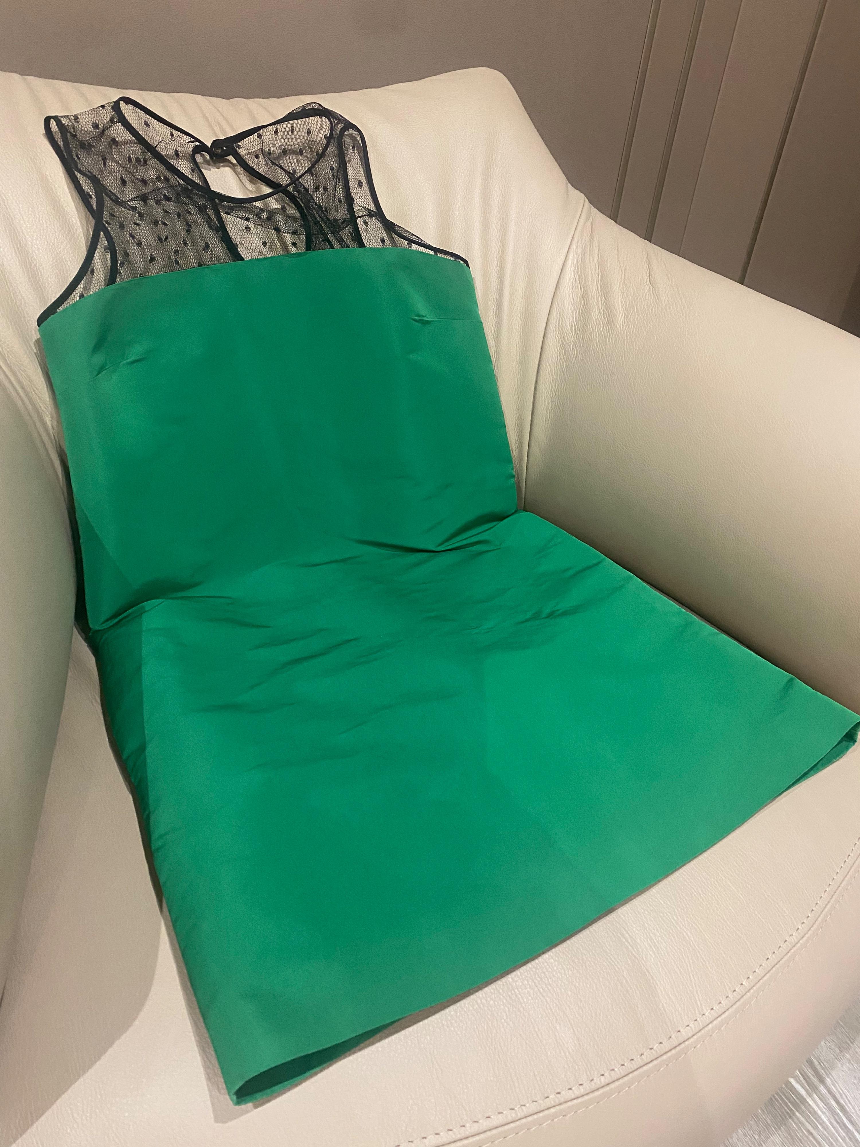 Dotted Tulle Green Shift Dress