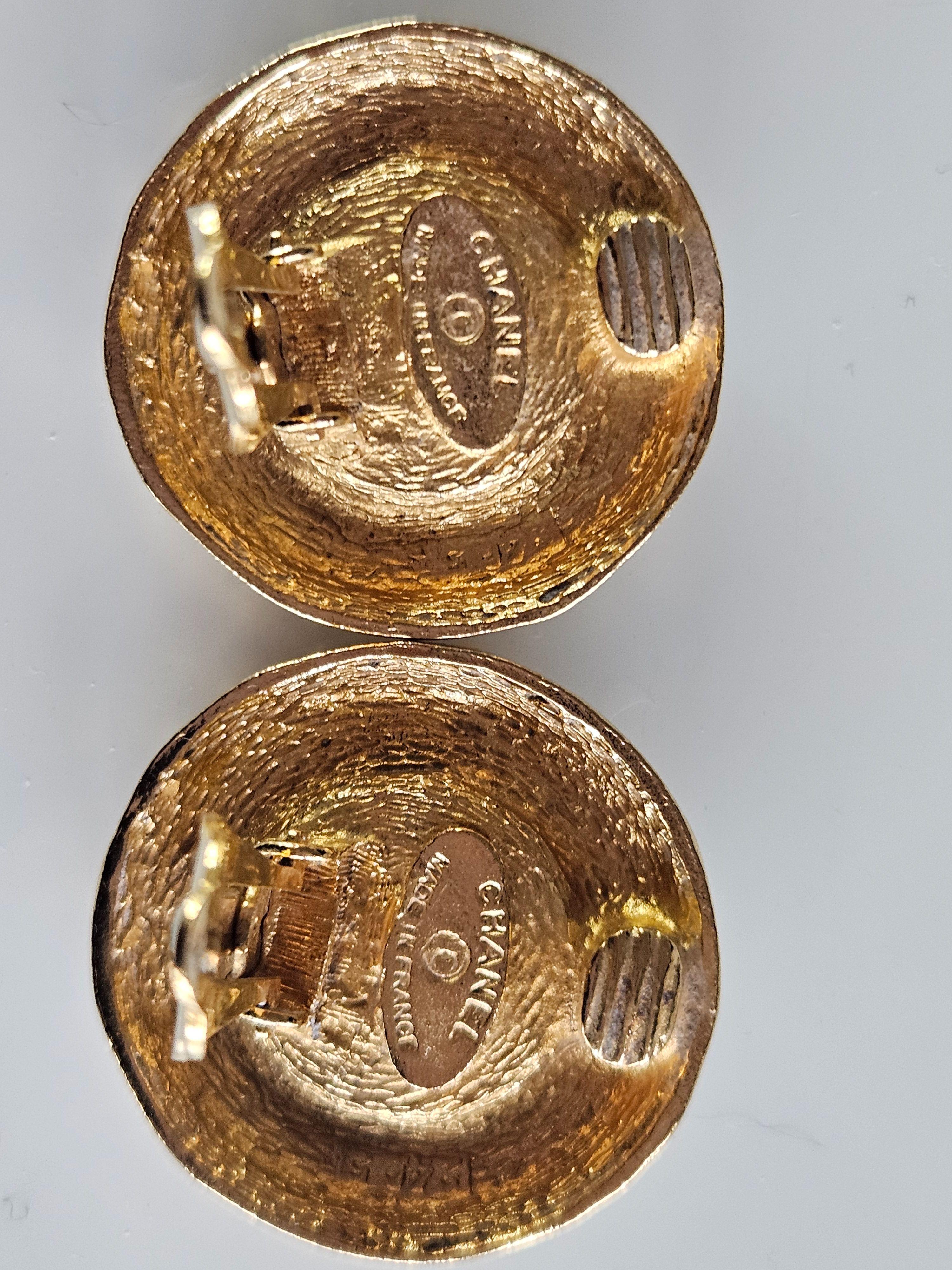 Chanel Vintage Cabochon Clip Earrings