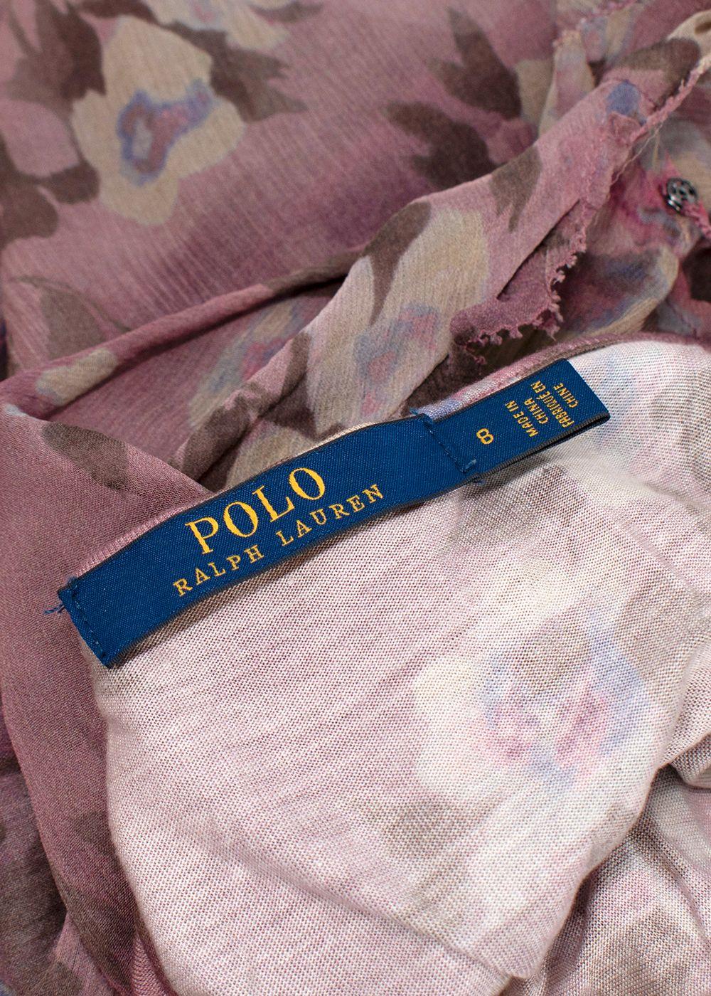 Polo Ralph Lauren Mauve Tulle Floral Midii Dress