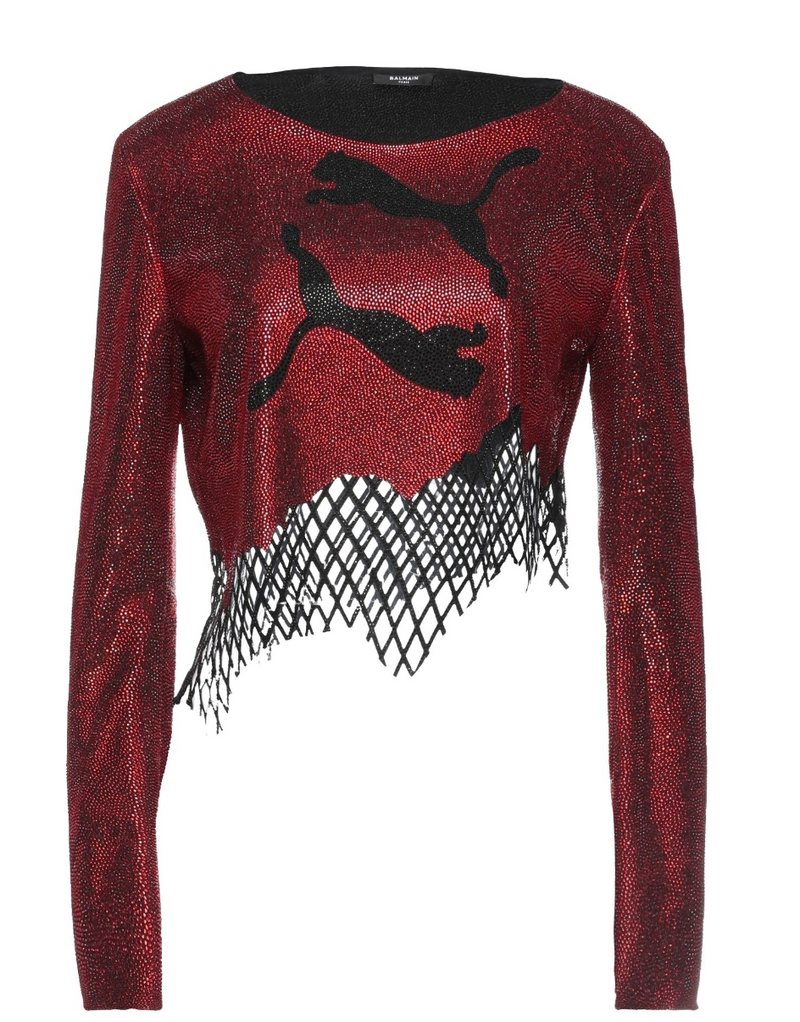 Balmain x Puma Red Crystal & Mesh Top