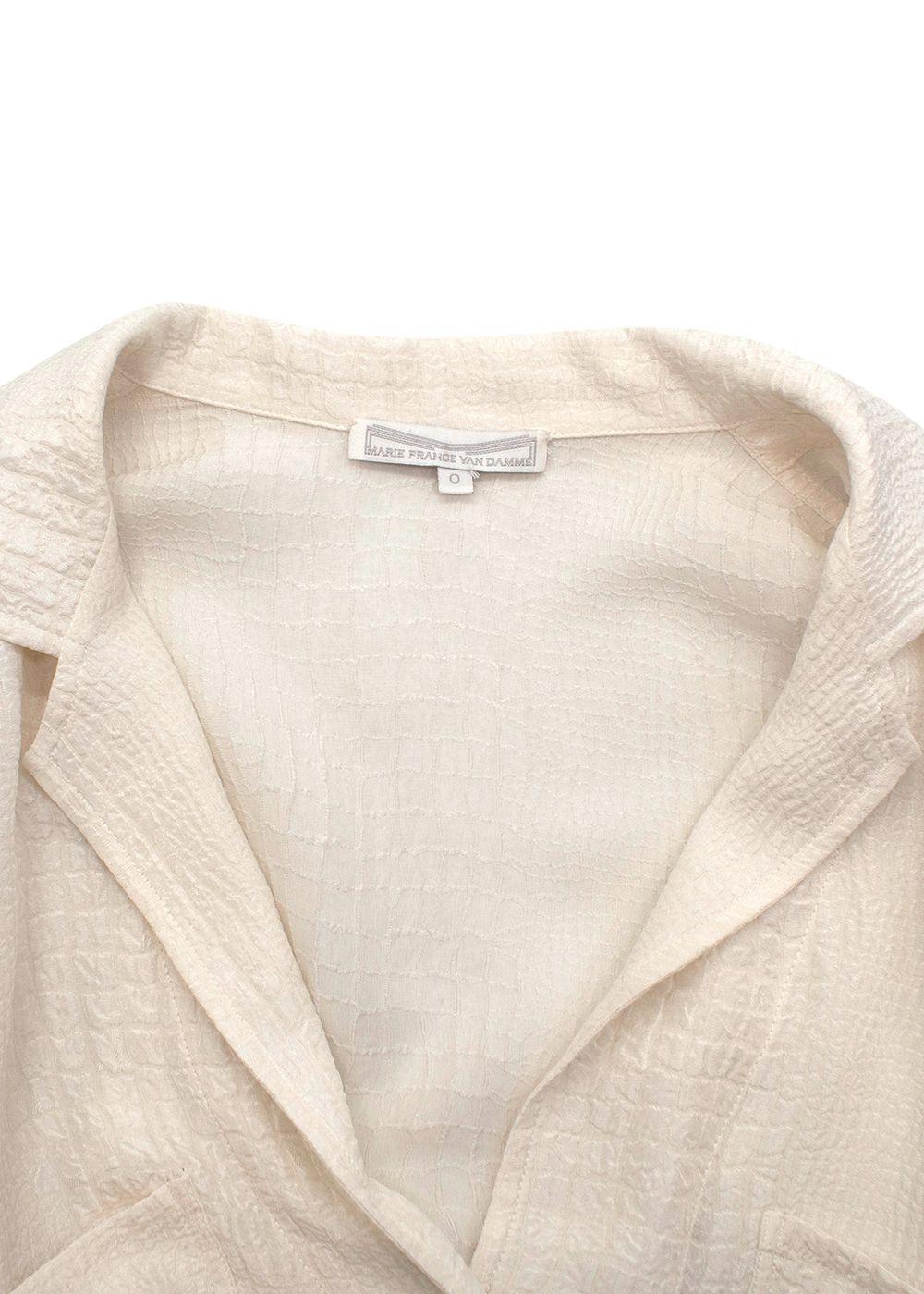 Marie France Van Damme Jacquard  Cream Silk Shirt Dress