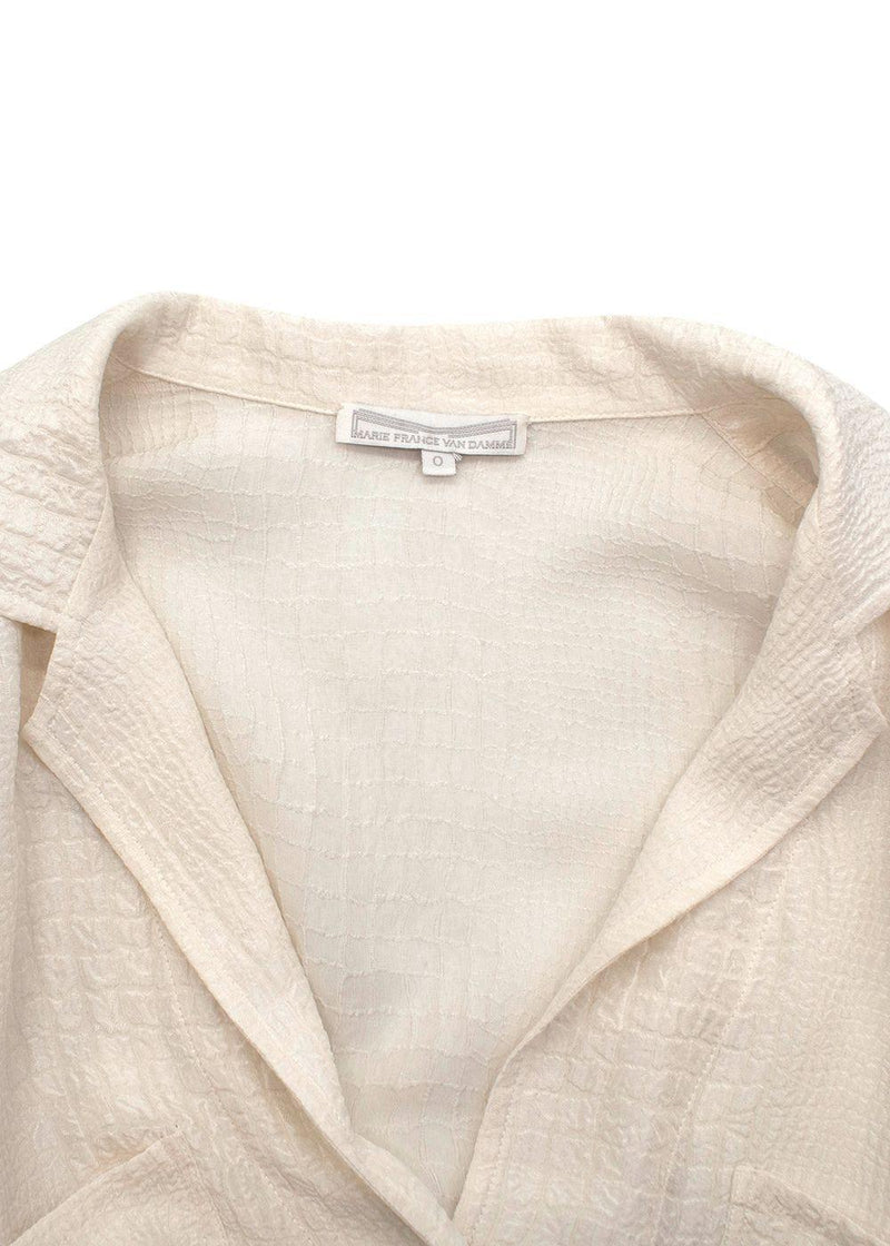 Marie France Van Damme Jacquard  Cream Silk Shirt Dress