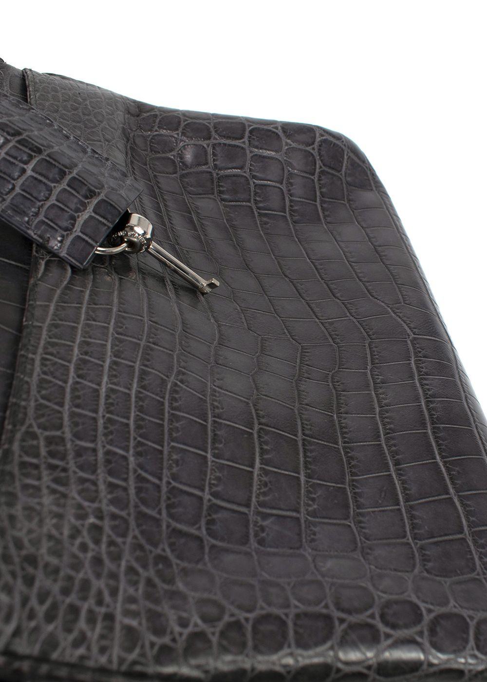 Asprey Grey Crocodile Leather Private Collection Handbag