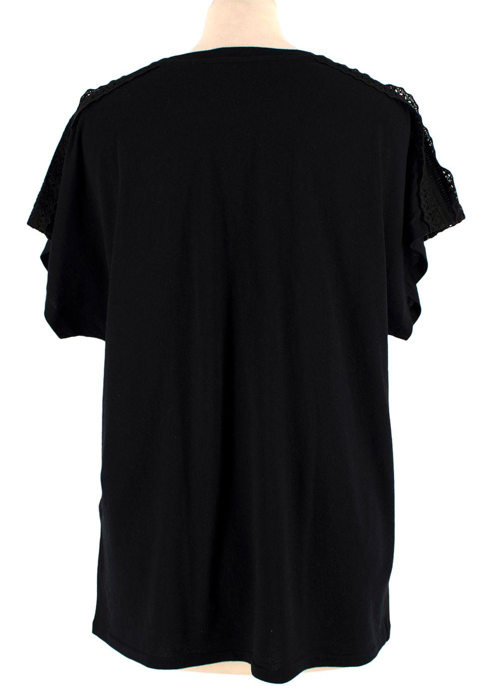 Saint Laurent Black Lace Embroidered T-Shirt