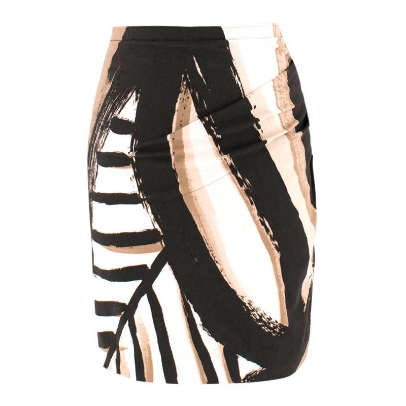 Donna Karan Side-Gathered Abstract-Print Mini Skirt