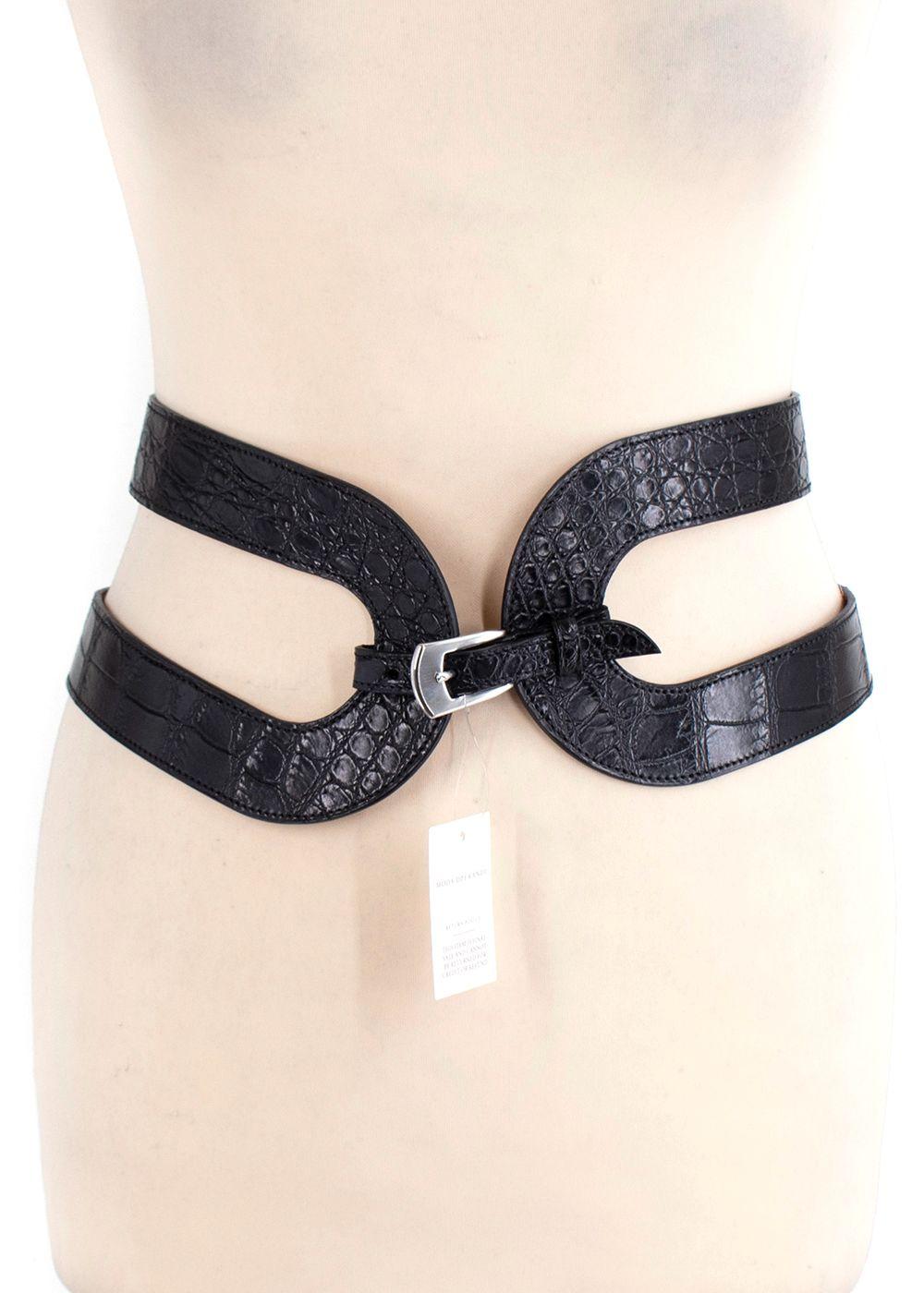 Maison Vaincourt Black crocodile waspie belt 75 - no cites