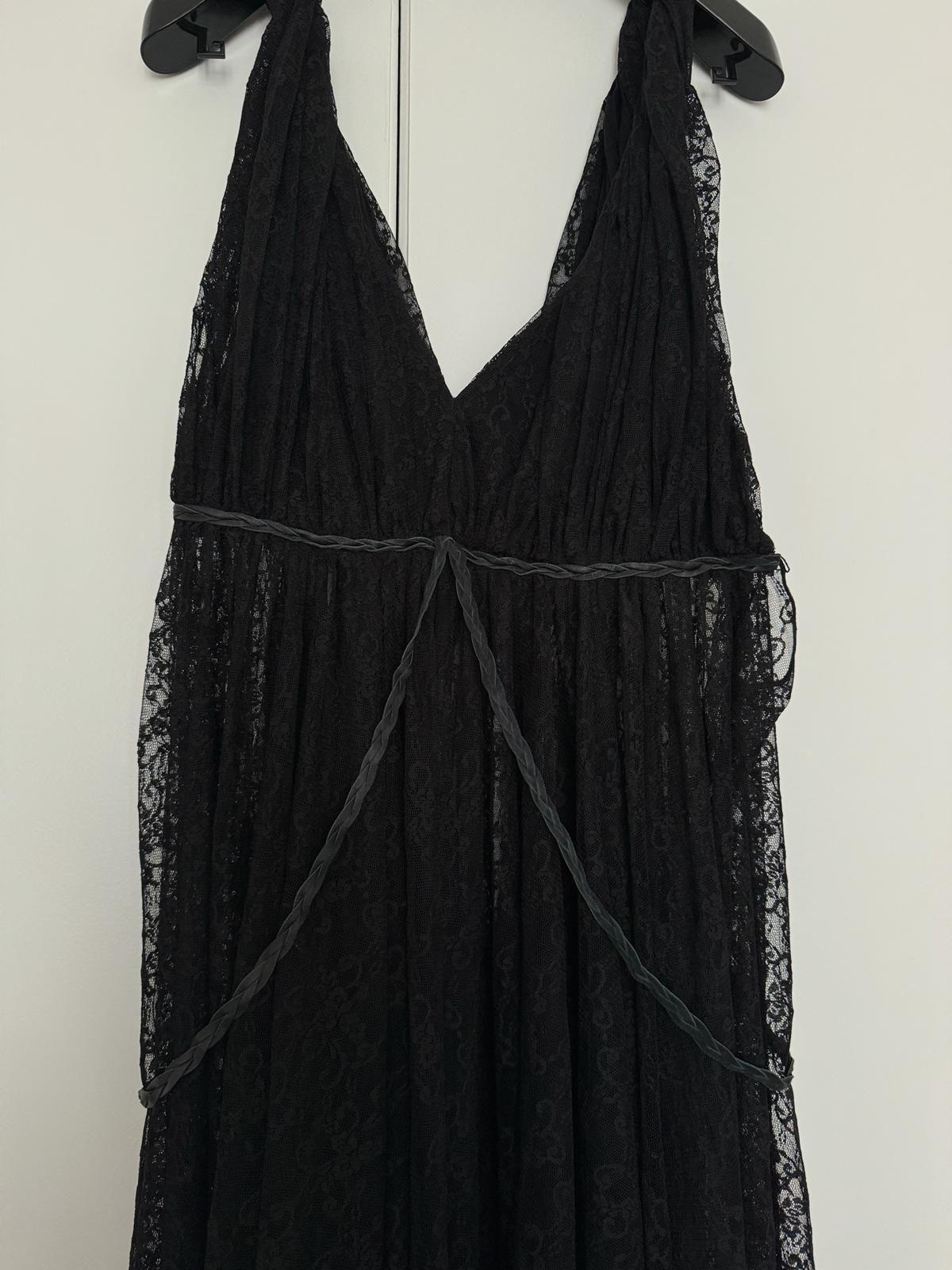 Black Sheer Lace Plunge Gown