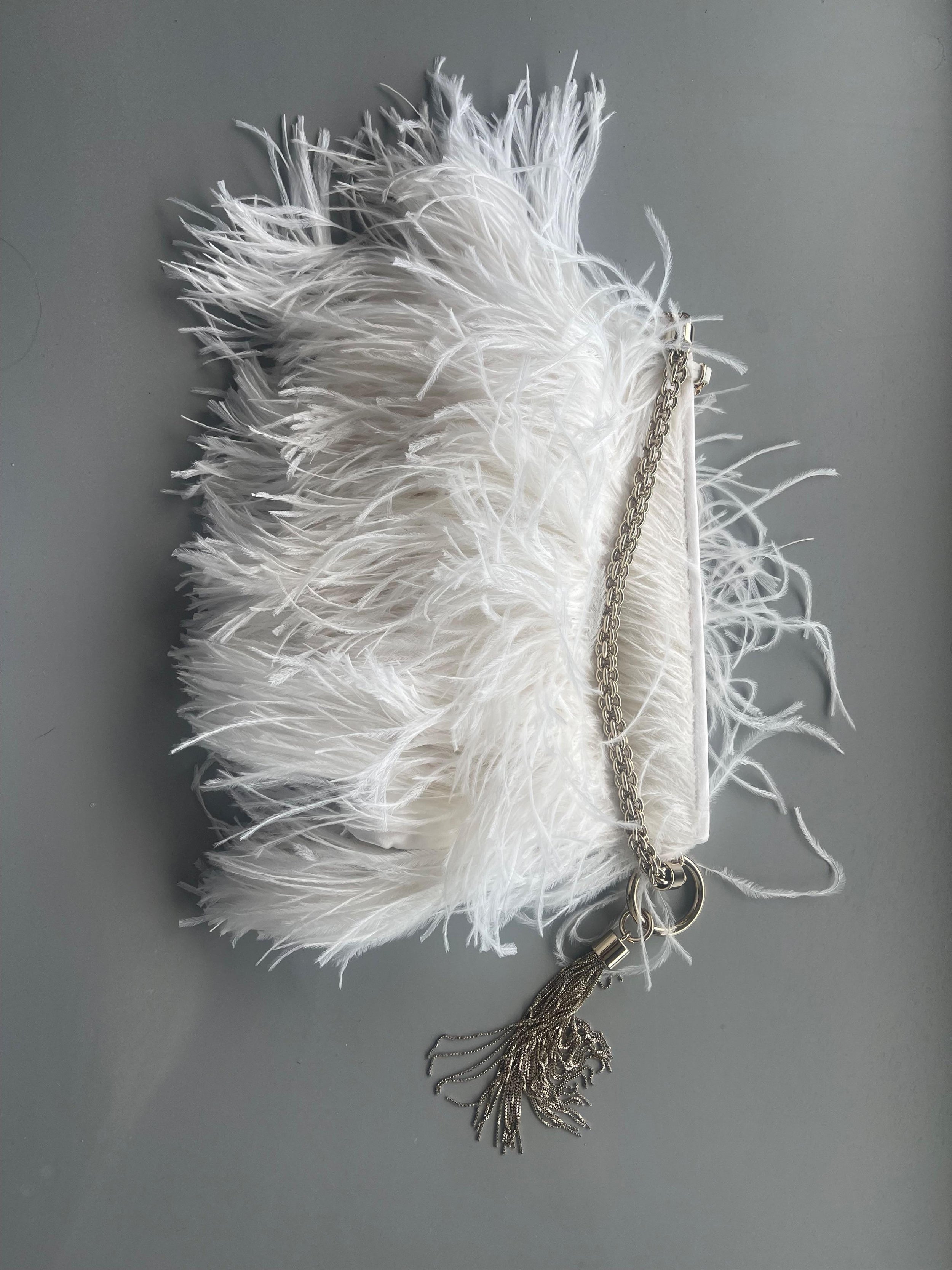 Jimmy Choo White Ostrich Feather Clutch