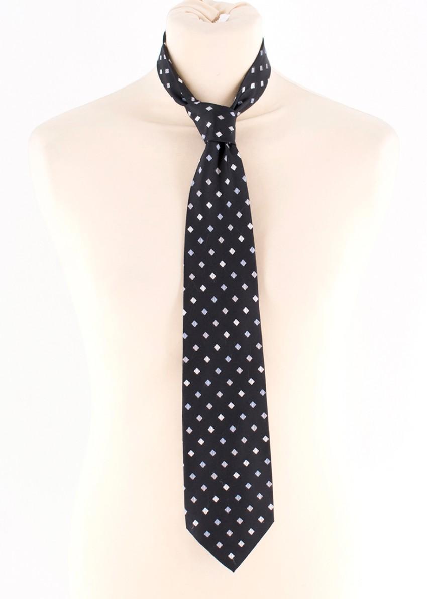 Milan Collection Black Silk Polka Dot Tie