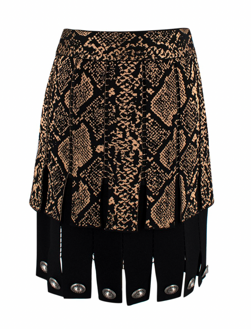 Snake Intarsia Knit Pendant Hem Skirt