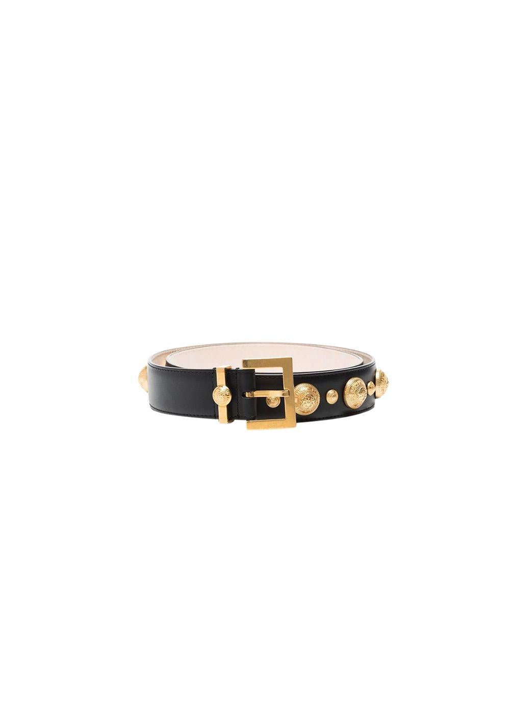 Black leather & gold-tone metal Coin belt 80