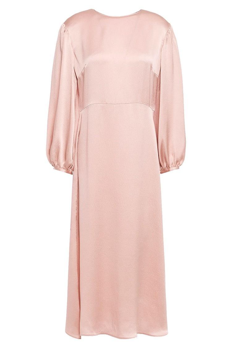 Mansur Gavriel blush hammered-silk midi dress
