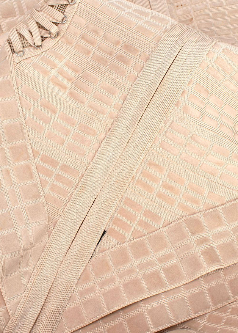 Herve Leger Beige Velvet Bandage Midi Dress