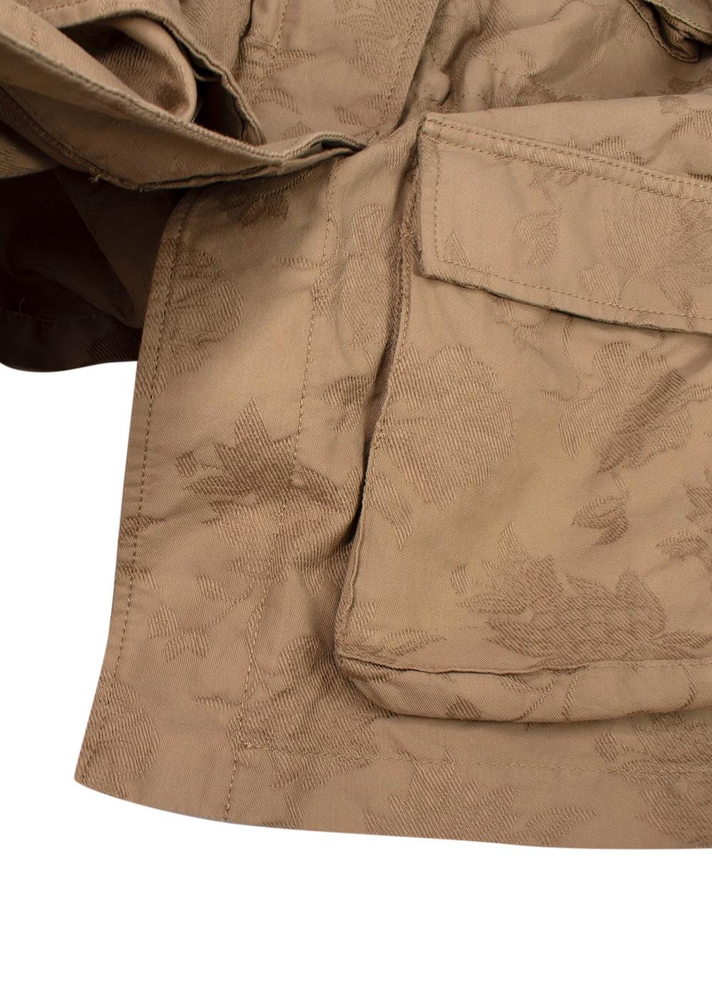 Tan Floral Embroidered Jacquard Jacket