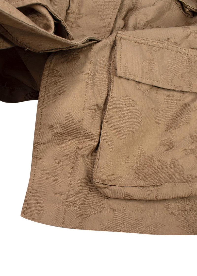 Tan Floral Embroidered Jacquard Jacket