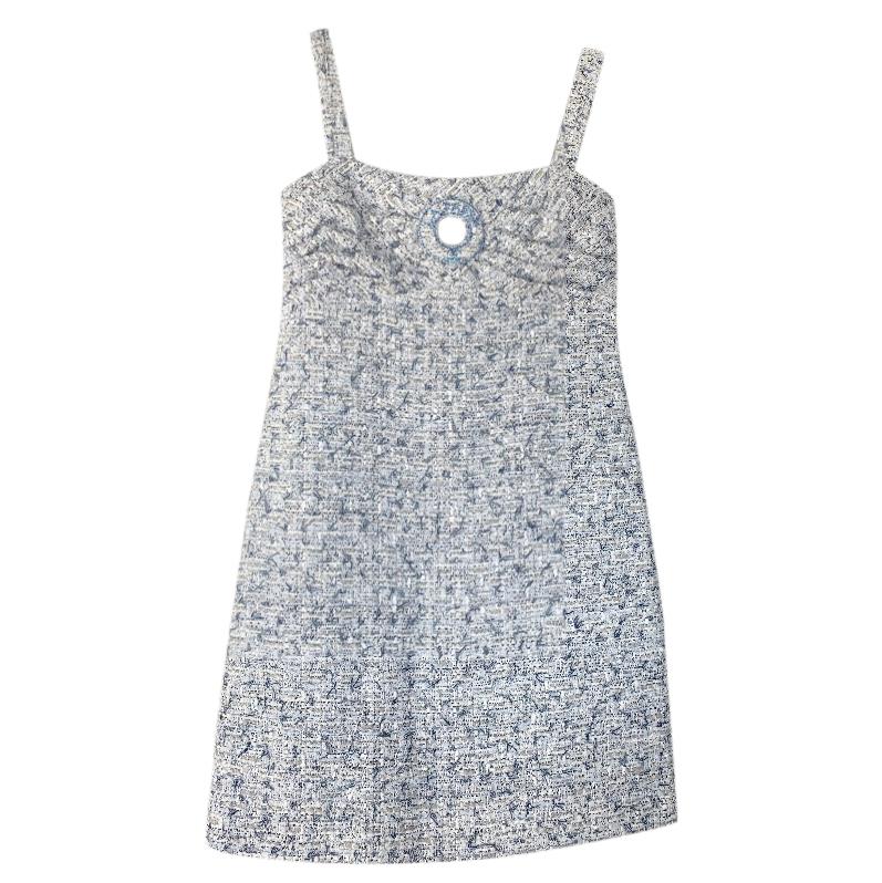Chanel blue tweed mini dress