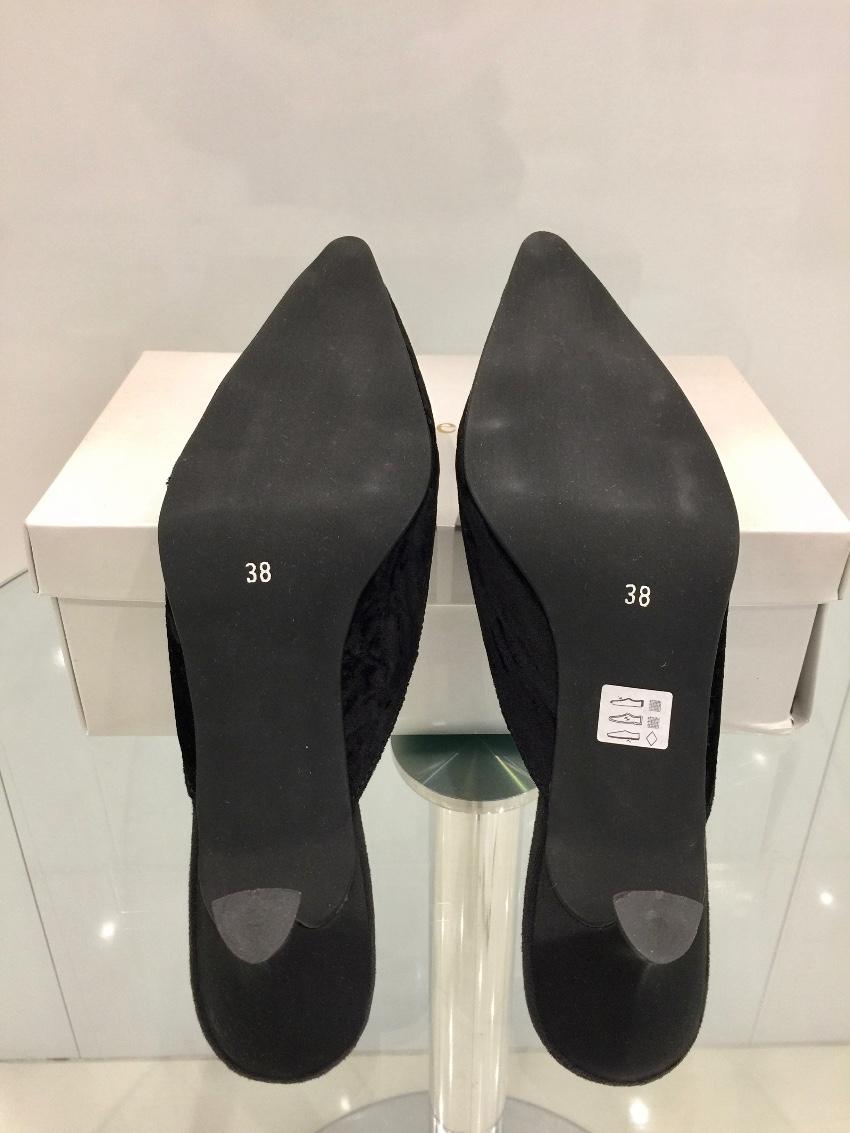Sylvie Rost Black Crushed Velour Evening Slippers