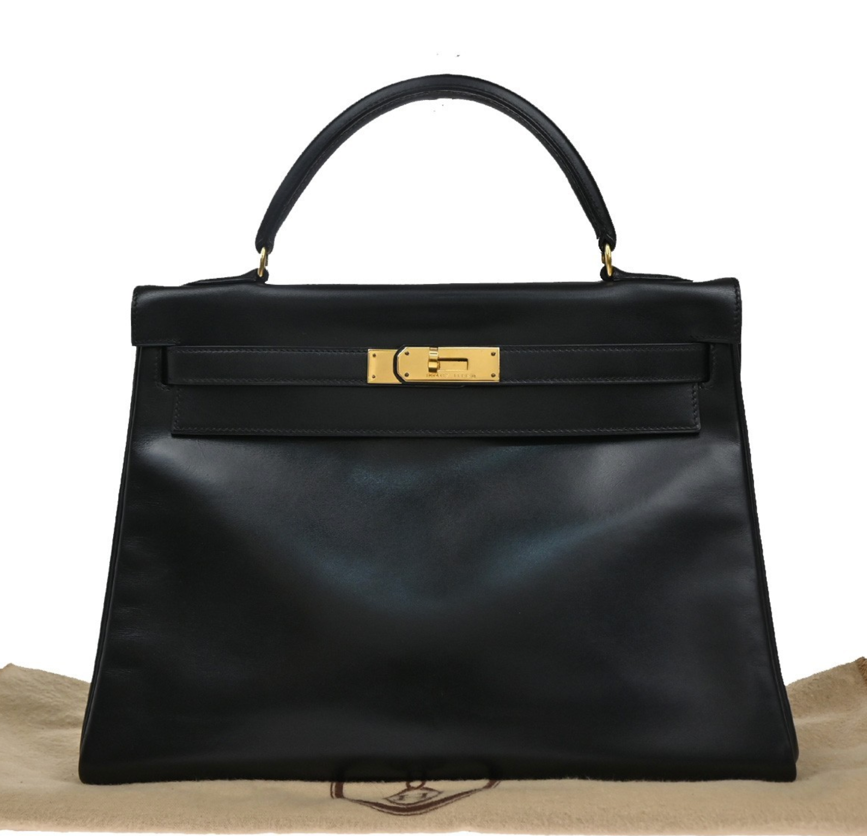 Hermes Black Kelly With Gold Hardware 32Cms