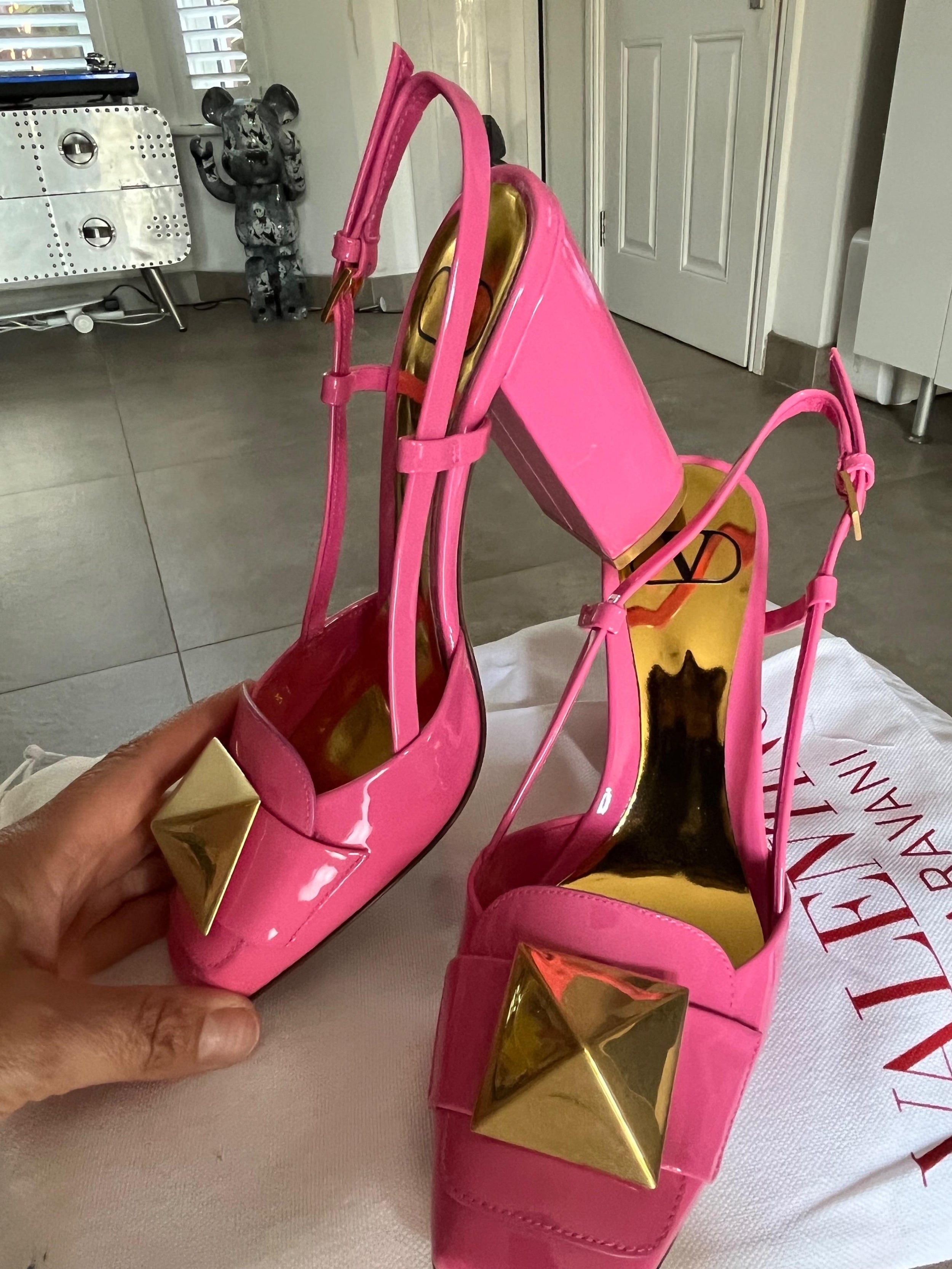 Valentino Pink One Stud Slingback Pumps