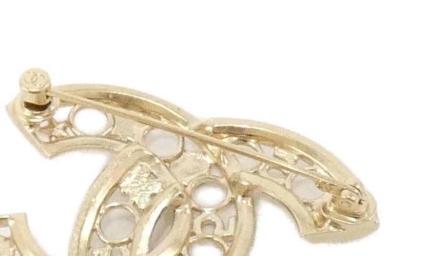 Chanel Coco Mark Double C Gold Metal Brooch