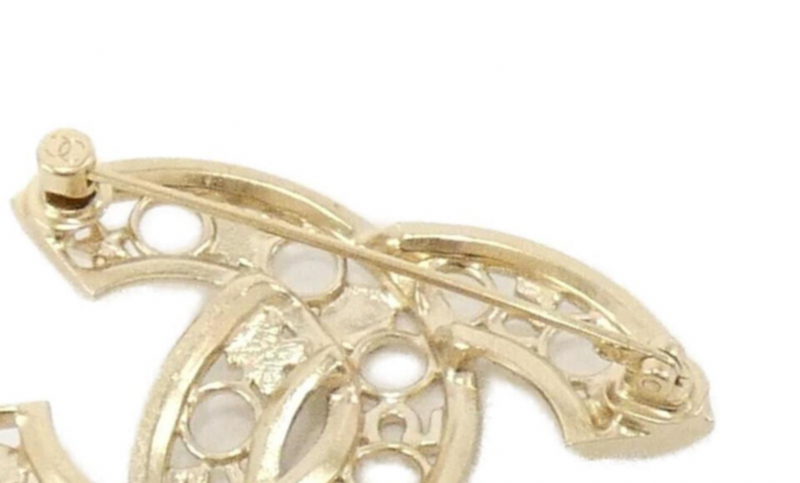 Chanel Coco Mark Double C Gold Metal Brooch