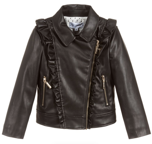 Simonetta Kids Ruffled Faux Leather Jacket