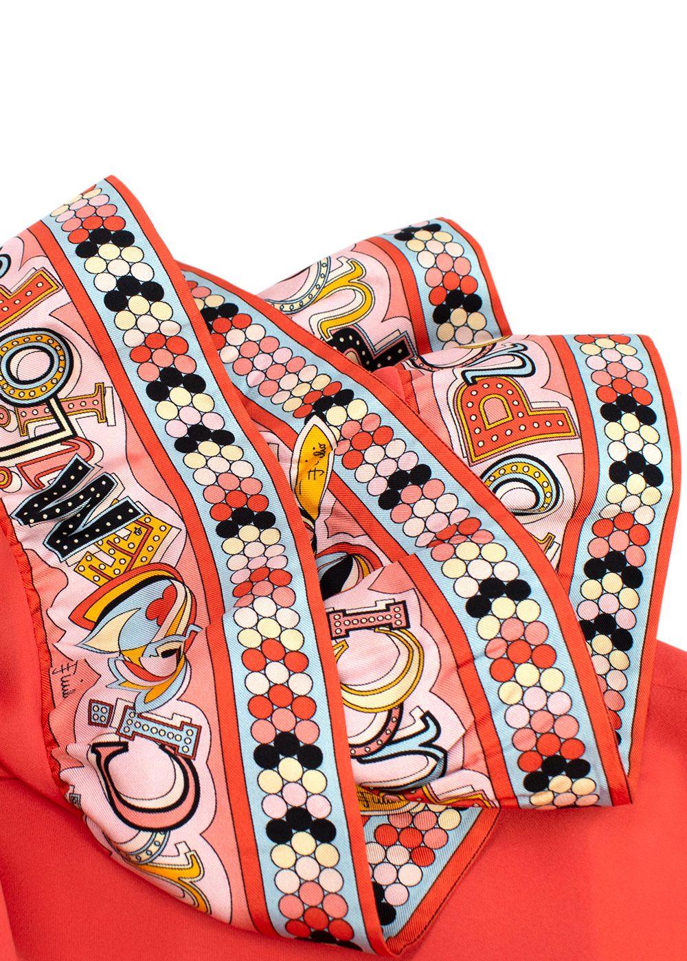 Emilio Pucci Printed-trim Off-shoulder Coral Blouse
