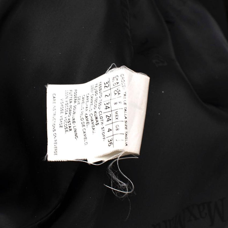 MaxMara Black Camel Hair Wrap Coat with Fur Cuffs