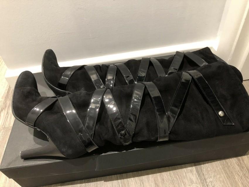 Giuseppe Zanotti Suede & Patent Leather Heeled Long Boots