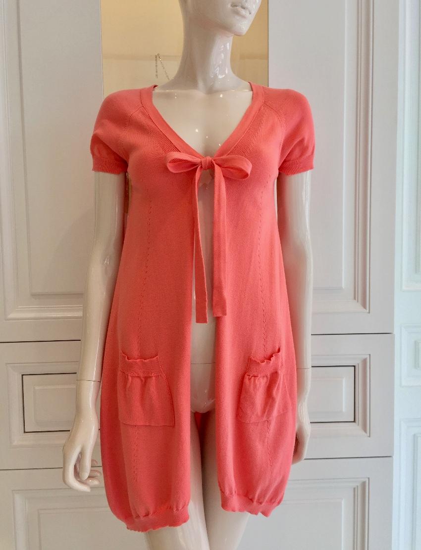 Blumarine Orange Short Sleeve Knit Cardigan