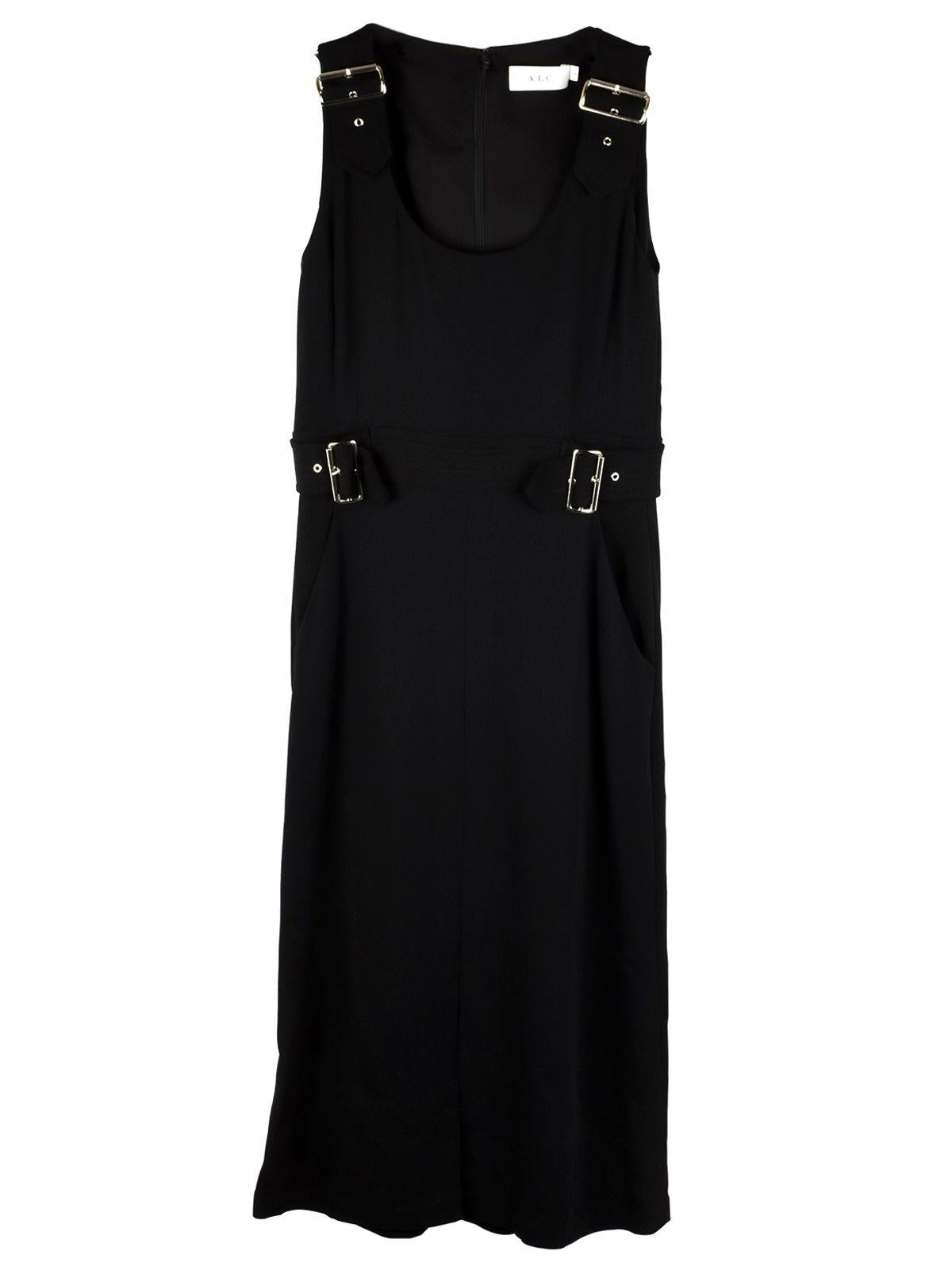Black crepe buckled dress