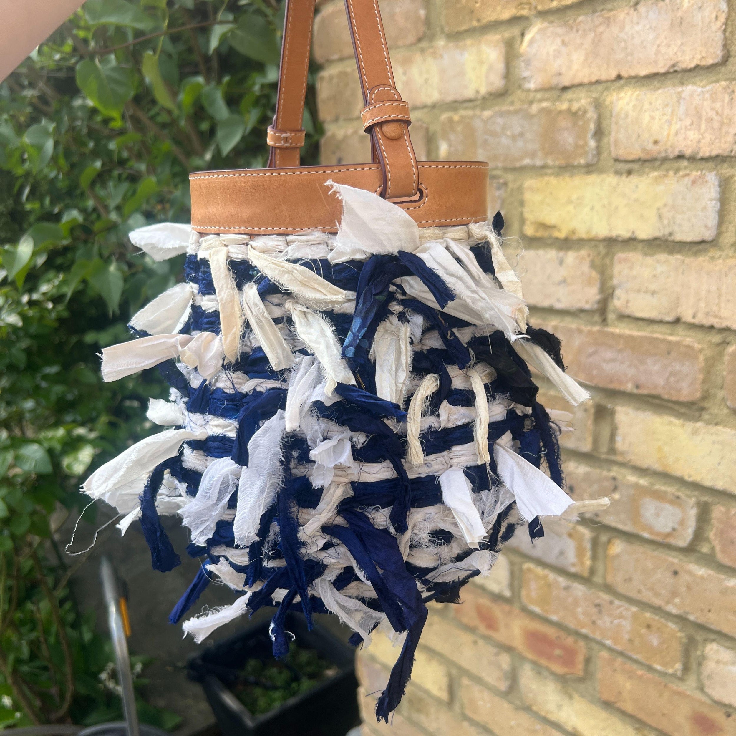 The Backward Vendor Porcelain Pot Leather Silk Bucket Bag
