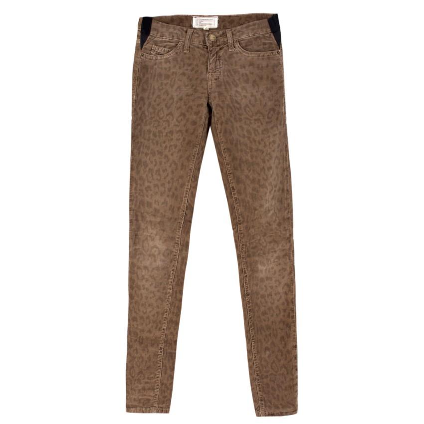 Current Elliott Brown Corduroy Leopard Print Jeans
