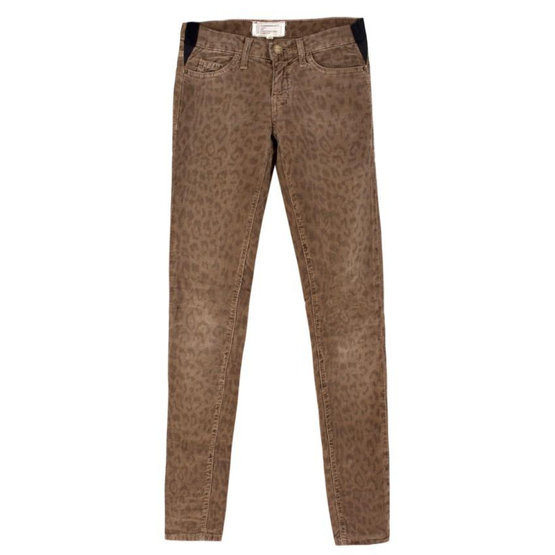 Current Elliott Brown Corduroy Leopard Print Jeans
