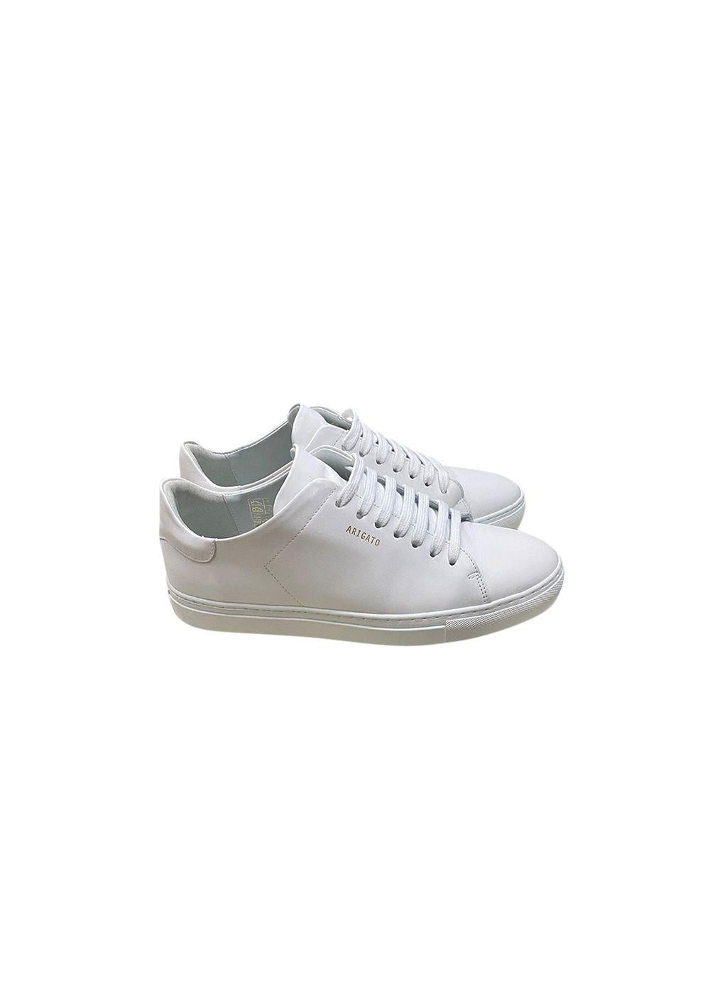white leather low top trainers