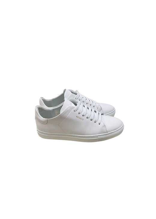 white leather low top trainers