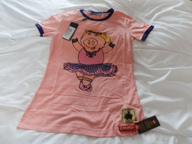 Dolce & Gabbana Pink Pig Ballerina T-shirt