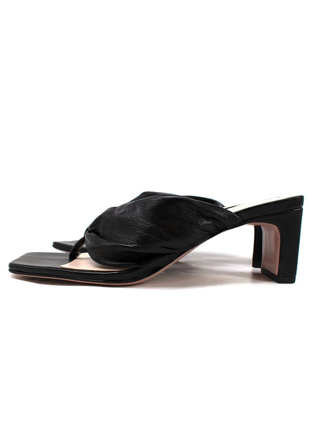 Porte & Paire Black Leather Mules